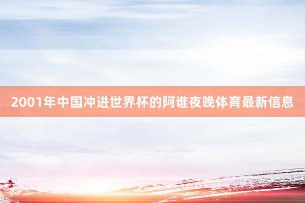 2001年中国冲进世界杯的阿谁夜晚体育最新信息