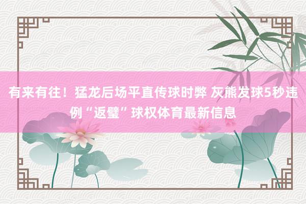 有来有往！猛龙后场平直传球时弊 灰熊发球5秒违例“返璧”球权体育最新信息