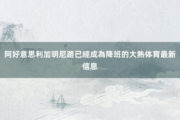 阿好意思利加明尼路已經成為降班的大熱体育最新信息